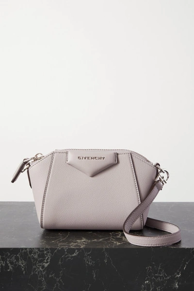 Shop Givenchy Antigona Nano Textured-leather Shoulder Bag In Gray