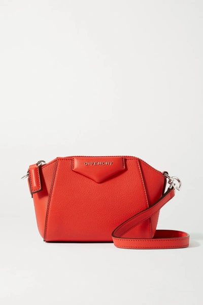 Shop Givenchy Antigona Nano Textured-leather Shoulder Bag In Red