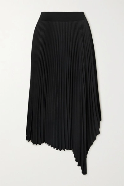 Shop Joseph Swinton Asymmetric Pleated Crepe Midi Skirt In Black
