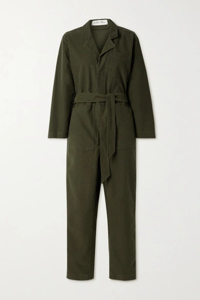 Shop Alex Mill Standard Belted Cotton-blend Moleskin Jumpsuit In Army Green