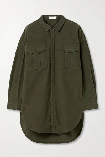 Shop Alex Mill Keeper Cotton-blend Moleskin Shirt In Dark Green