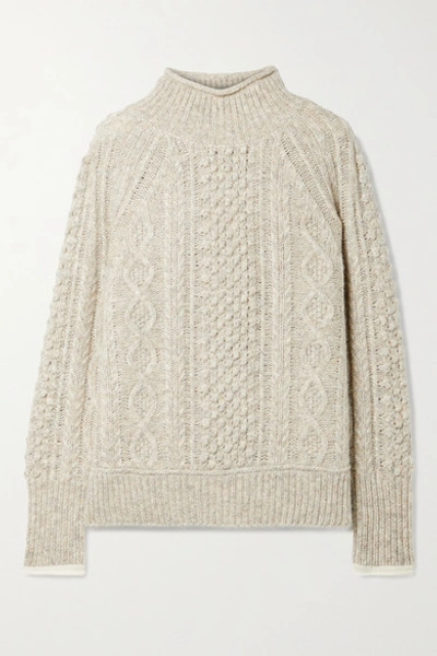Shop Alex Mill Camil Cable-knit Mélange Wool-blend Sweater In Stone