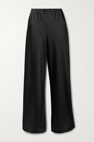 Shop Vince Crinkled-satin Straight-leg Pants In Black