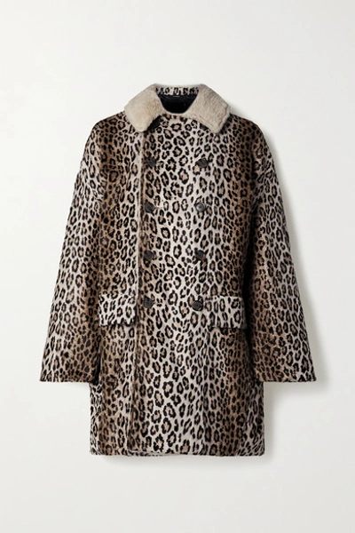 Shop R13 Fleece-trimmed Leopard-print Cotton-blend Faux Fur Coat In Leopard Print