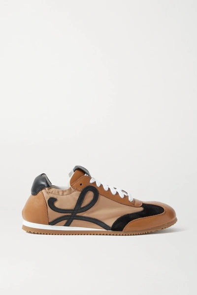 Shop Loewe Ballet Runner Shell, Suede And Leather Sneakers In Tan