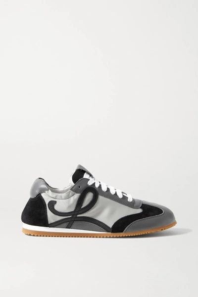 Shop Loewe Ballet Runner Shell, Suede And Leather Sneakers In Gray