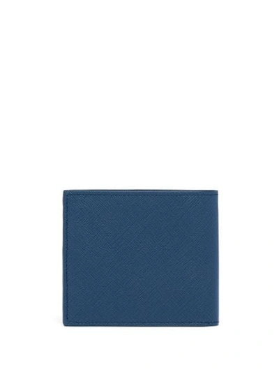 Shop Prada Saffiano Colour Block Wallet In Blue
