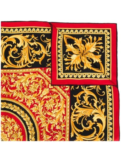 Shop Versace Barocco Print Scarf In Gold