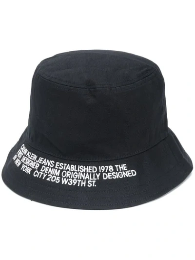 Shop Calvin Klein Jeans Est.1978 Embroidered Cotton Bucket Hat In Black