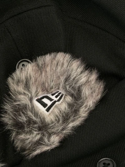 Shop Yohji Yamamoto Faux Fur Trim Earflap Hat In Black