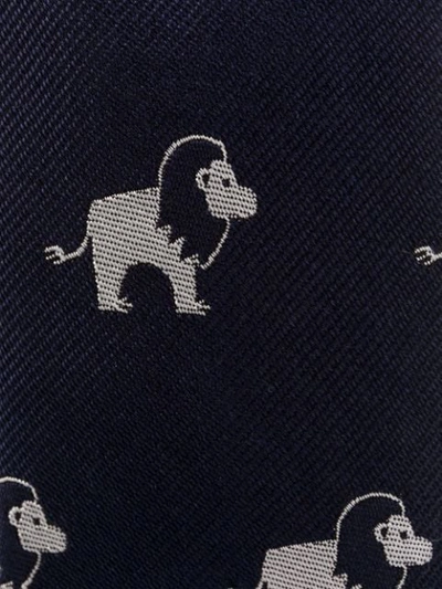 Shop Thom Browne Lion Print Tie In Blue