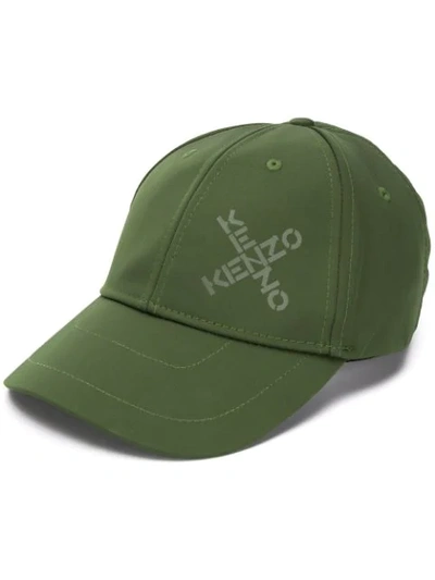 Shop Kenzo Logo-print Baseball Cap In Green