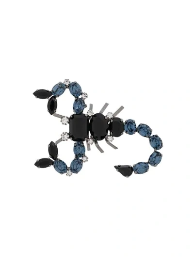 Shop Etro Scorpion Gemstone Brooch In Black