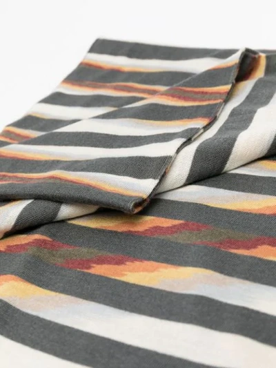 Shop Missoni Burnt-effect Striped Scarf In Grey
