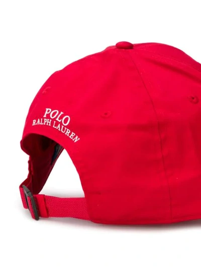 Shop Polo Ralph Lauren Logo Print Baseball Cap In Red