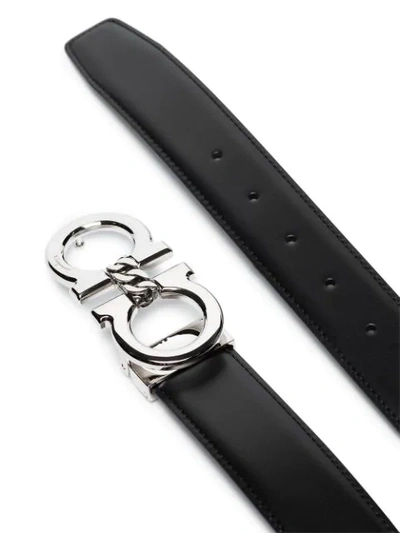 Shop Ferragamo Gancini Reversible Belt In Black