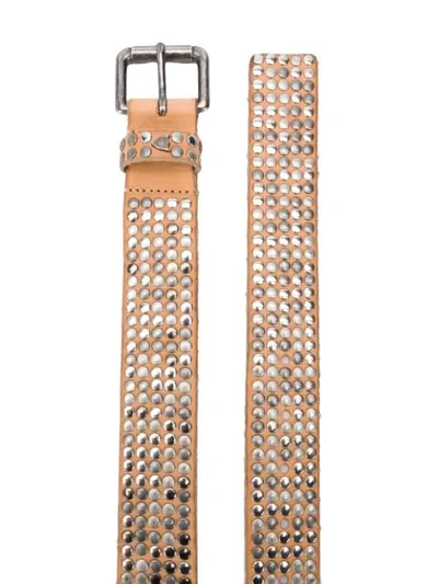 Shop Htc Los Angeles All-over Studded Buckle Belt In Brown