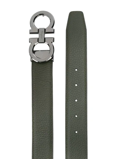 Shop Ferragamo Gancini Reversible Belt In Green