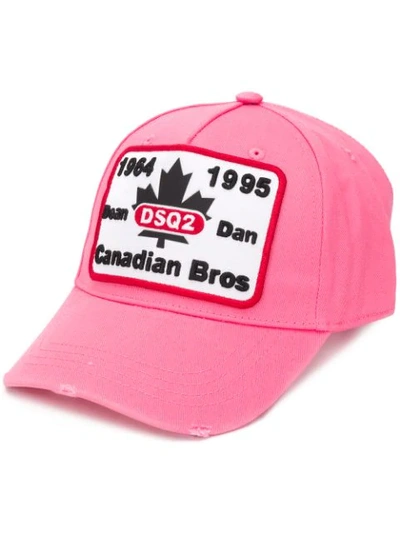 Shop Dsquared2 Ripped Logo Baseball Cap In Pink