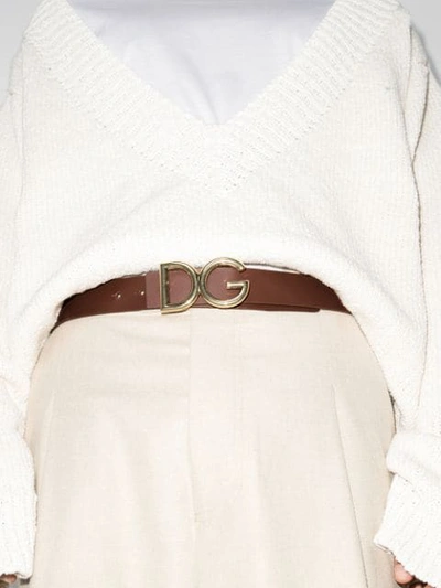 Shop Dolce & Gabbana Dg Logo-plaque Belt In Brown