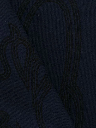 Shop Kent & Curwen Embroidered-logo Wool Scarf In Blue