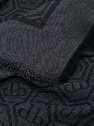 Shop Philipp Plein Logo Jacquard Scarf In Grey