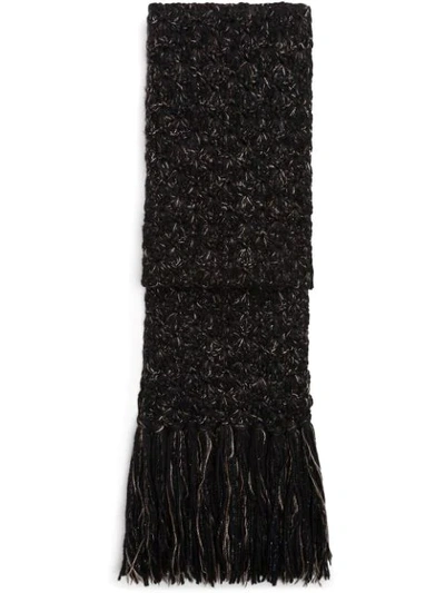Shop Dolce & Gabbana Frayed Virgin Wool-blend Scarf In Grey