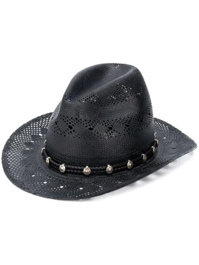 Shop Saint Laurent Straw Cowboy Hat In Black
