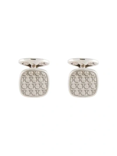 Shop Ferragamo Gancini Logo Cufflinks In Silver