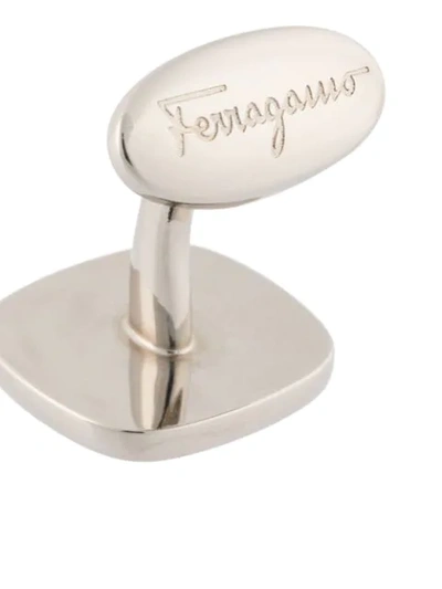 Shop Ferragamo Gancini Logo Cufflinks In Silver