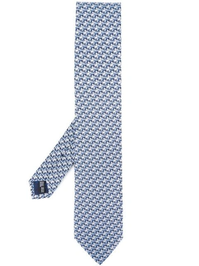 Shop Ferragamo Animal-print Silk Tie In Blue