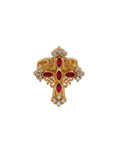 Shop Dolce & Gabbana Baroque Cross Cufflinks In Gold