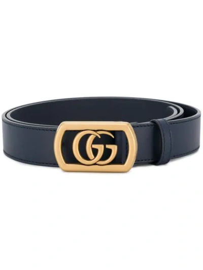 Shop Gucci Gg Buckle Belt In Blue