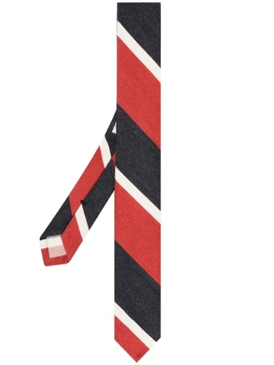 Shop Thom Browne Stripe Cotton Tie In Black