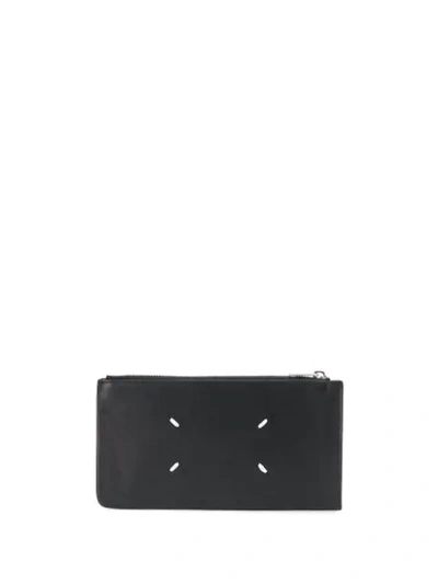 Shop Maison Margiela Four-stitches Zipped Cardholder In Black