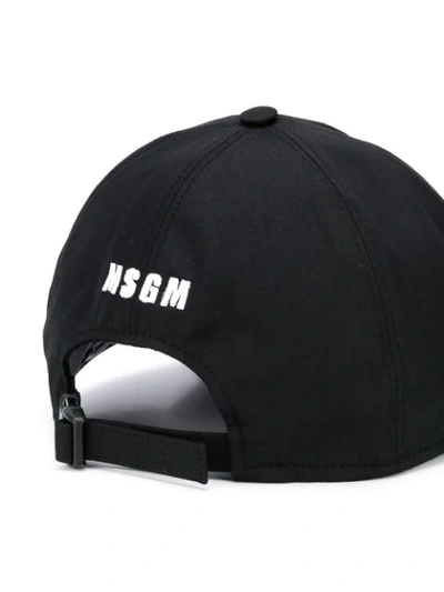 Shop Msgm Embroidered Wanted Cap In Black