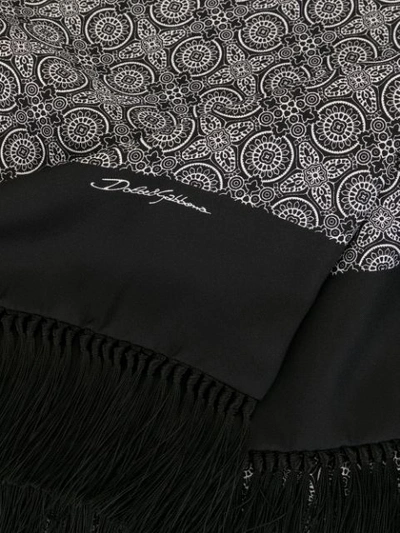 Shop Dolce & Gabbana Fringed Silk Scarf In Black