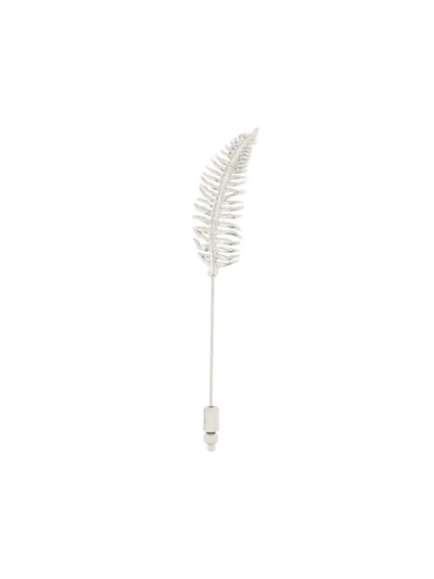 Shop Tateossian Lapelwear Feather Pin In Silver