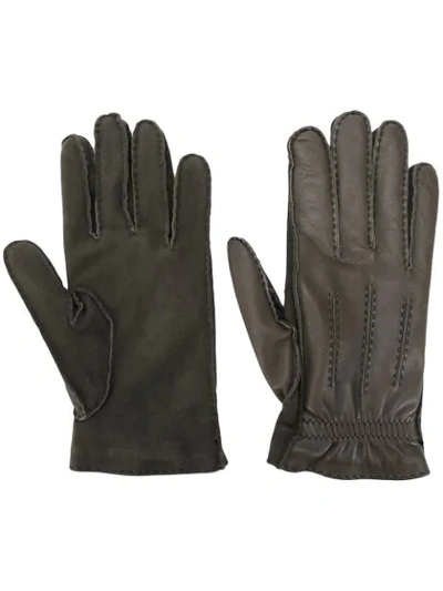 Shop Brunello Cucinelli Combined Panelled Gloves In Green