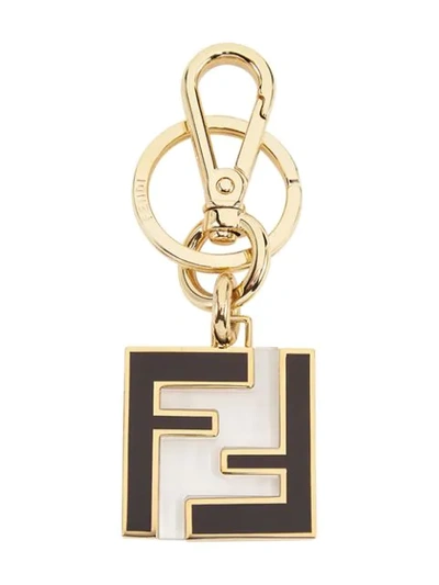 Shop Fendi Ff-logo Keyring In Gold