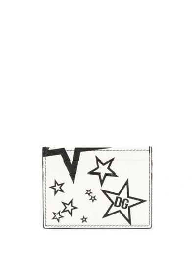 Shop Dolce & Gabbana Star Print Cardholder In White
