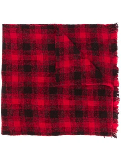 Shop Ermenegildo Zegna Check-pattern Knitted Scarf In Red