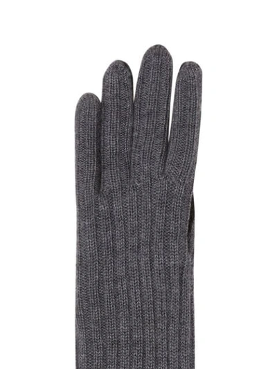 Shop Burberry Ribbed Panelled Gloves In Grey