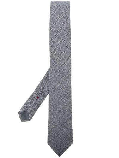 Shop Brunello Cucinelli Herringbone Pattern Tie In Grey