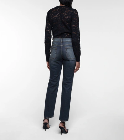Shop Dolce & Gabbana Mid-rise Tweed-trimmed Jeans In Blue