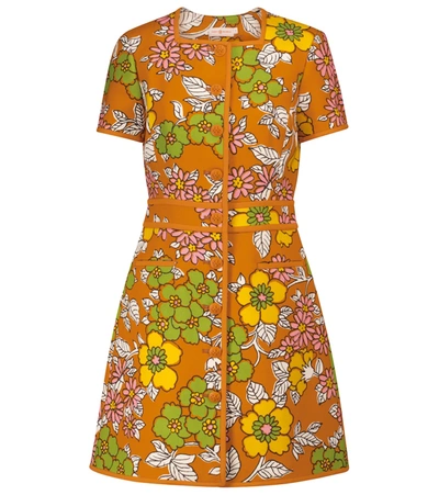 Shop Tory Burch Floral Twill Minidress In Orange