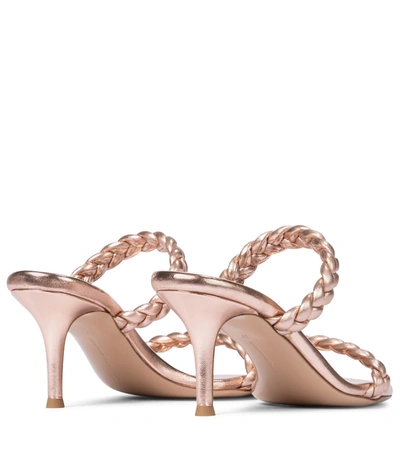 Shop Gianvito Rossi Marley 70 Metallic Leather Sandals In Gold