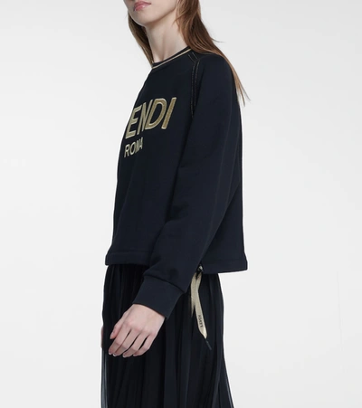 Shop Fendi Logo Cotton Sweatshirt In Black