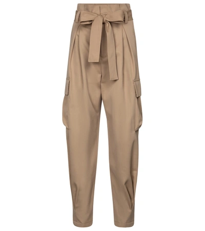 Shop Red Valentino Cargo Cotton And Wool Pants In Beige