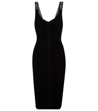 Shop Off-white Stretch-knit Dress In Black